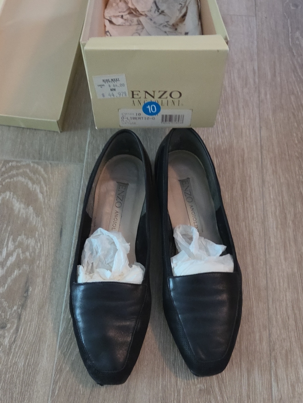Enzo Angiolini Black Leather Slip-On Loafers